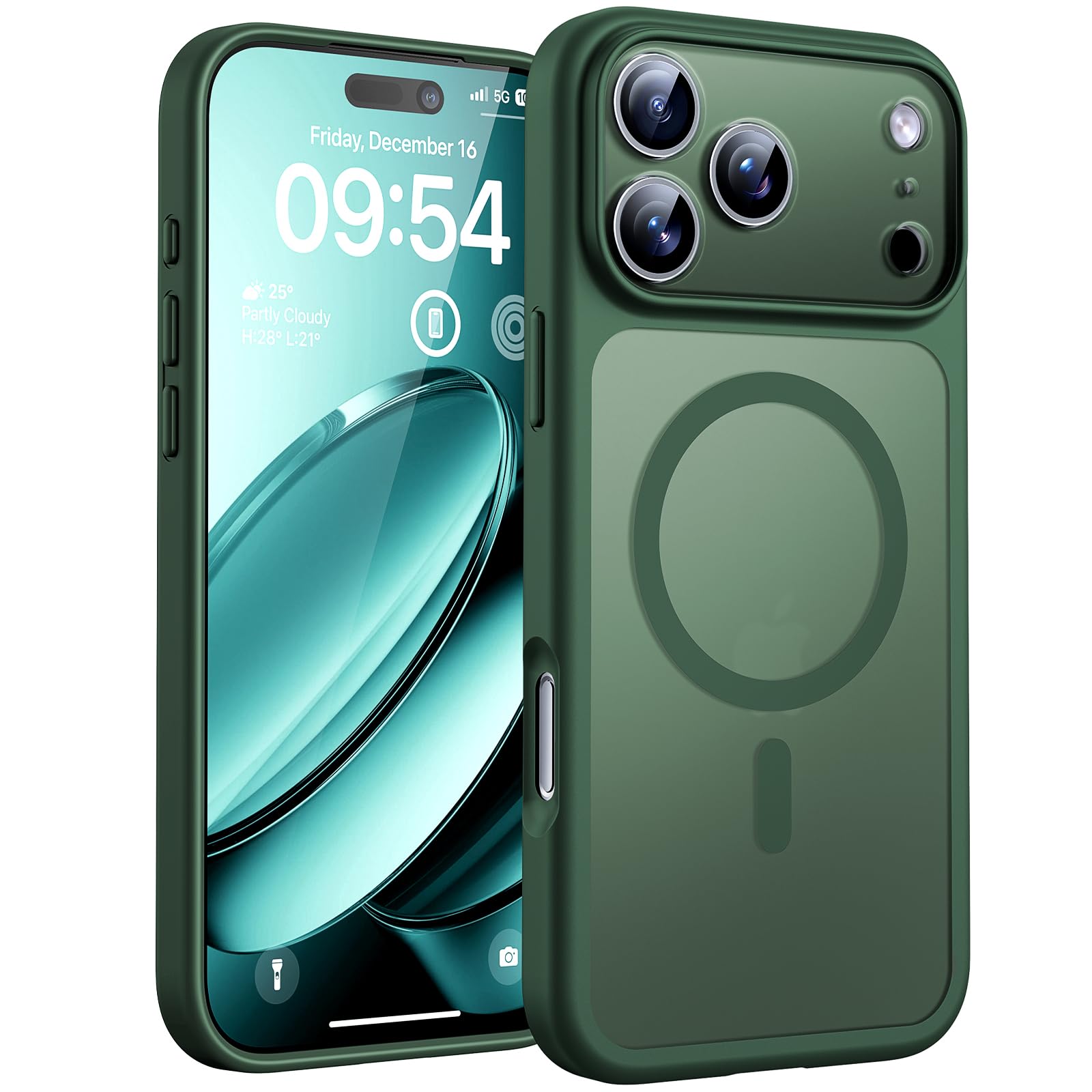 Photo 1 of TOCOL for iPhone 17 Pro Case, Full Camera Protection, Built-in Magnetic Ring, Compatible with Magsafe Charger, Drop Protection, Translucent Matte Phone Case for iPhone 17 Pro 6.3 inch (Alpine Green)