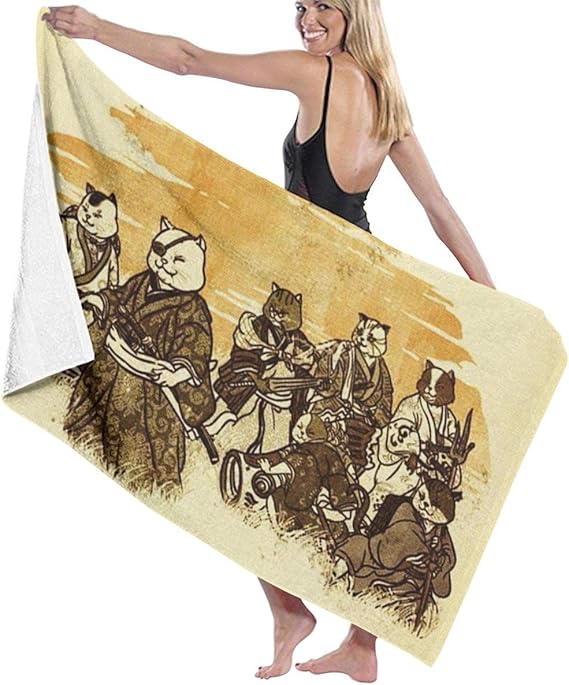 KEIOO Japanese Ukiyoe Cat Beach Towel Bath Towel Maximum