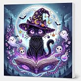 5D Pearl Painting Kits for Adults with Frame,Black Cat Pearl Art Kits | Halloween DIY Special Shape Diamond Art Kits for Beginners,3D Plastic Pearl Diamond Painting Kit for Home Decor 10×10 inch