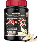 ALLMAX ISOFLEX Pure Whey Isolate Protein Powder - Gluten Free, Low Lactose, Sugar-Free - High-Protein, Clean, Keto-Friendly for Pre Post Workout Supplement for Women and Men | Vanilla, 2lb