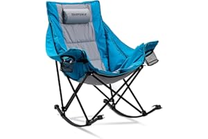 Swonder Oversized Rocking Camping Chair with Innovative 2-in-1 Removable Seat Cushion for All Seasons, Fully Padded Folding Outdoor Chair with Headrest and Carry Bag