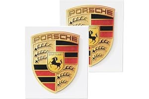 Porsche Crest Sticker Logo (65mm X 53mm) - GT3 RS 4.0/GT2 Style Porsche Emblem Logo Sticker Including Wipe (2)