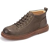 AFrown Men's Chukka Boots, Genuine Leather Casual Boots for Men, Round Toe Oxford Rubber Walking Shoes Comfortable Durable Fashion Shoe