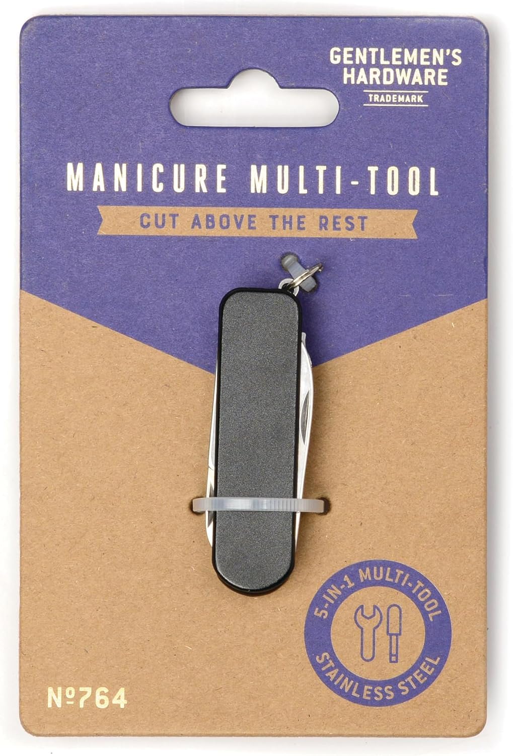 Gentlemen's Hardware 5-in-1 Multi-Tool Mini Stainless Steel Manicure Kit Pocket Tool with Key Ring, Cut Above The Rest