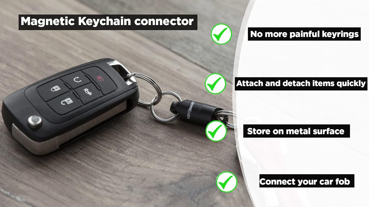 KeySmart MagConnect - Quick, Secure Key Attachment to Bag, Purse & Belt - Easy Access to Keys (3 Pack, Black): Office Products
