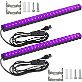 Black Light Bar 10W UV Blacklight Strip for Glow Party: 1ft USB Portable LED Party Supplies for Body Paint Stage Fluorescent Tapestry Poster Halloween Club Bedroom Cabinets Decor Urine Detect 2 Pack