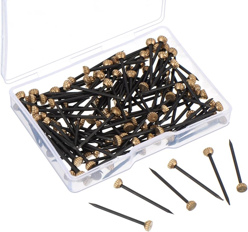 Outus 120pcs Picture Pins Brass Head Nails 1 Inch Hardened Photo Hook Hangers