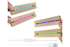 Lyshujli 4Pcs 6" Wooden LED Light Stand Base, Colorful Light Rectangle Wood Display Pedestal Led Light Base Night Light Base for Acrylic Sheet 3D Crystal Glass Art