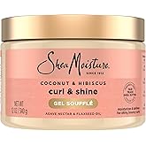 SheaMoisture Curling Gel Souffle Coconut and Hibiscus for Thick, Curly Hair to Moisturize and Protect Hair 12 oz
