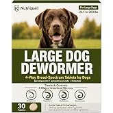Dewormer for Dogs, Medium and Large Dog Dewormer, 4-Way Tablets | Broad-Spectrum Tablets for Tapeworms, Roundworms, Hookworms &amp; Whipworms, 30 Count