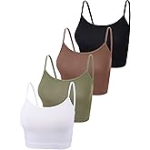Boao 4 Pack Women's Cropped Tank Tops, Cotton Spaghetti Strap Crop Top Basic Sports Crop Cami Half Camisoles for Teen Girls