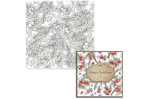 Hying Christmas Holly Berry Leaves Clear Stamps for Card Making Scrapbooking, Xmas Pine Leaves Rubber Stamp Tress Leaves Stamps for Crafting Photo Album Decorations
