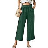 TESANCCO Womens Wide Leg Capri Pants Summer Palazzo Dressy Casual Pant Beach Loose High Waist Lounge Trouser with Pockets