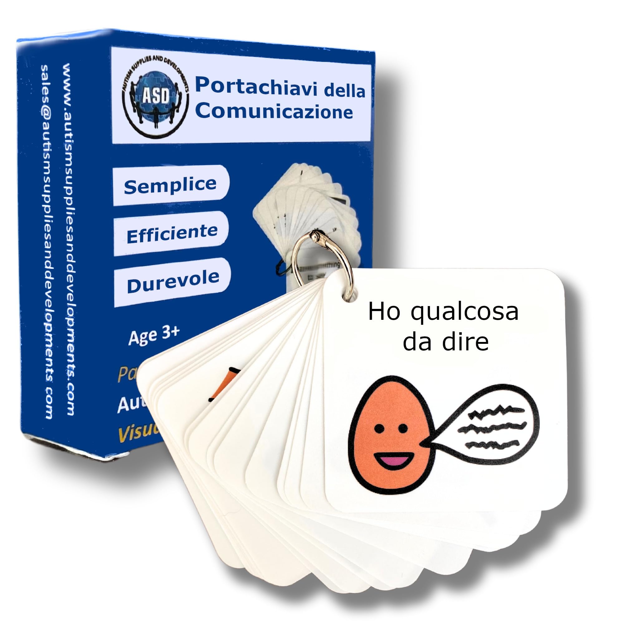 Visual Communication Keyring - Compatible with PECS and Boardmaker - for Autism, ADHD, Non Verbal - Italian Version