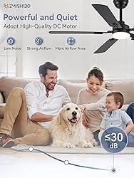 ZMISHIBO 52" Ceiling Fans with Lights, Black Modern