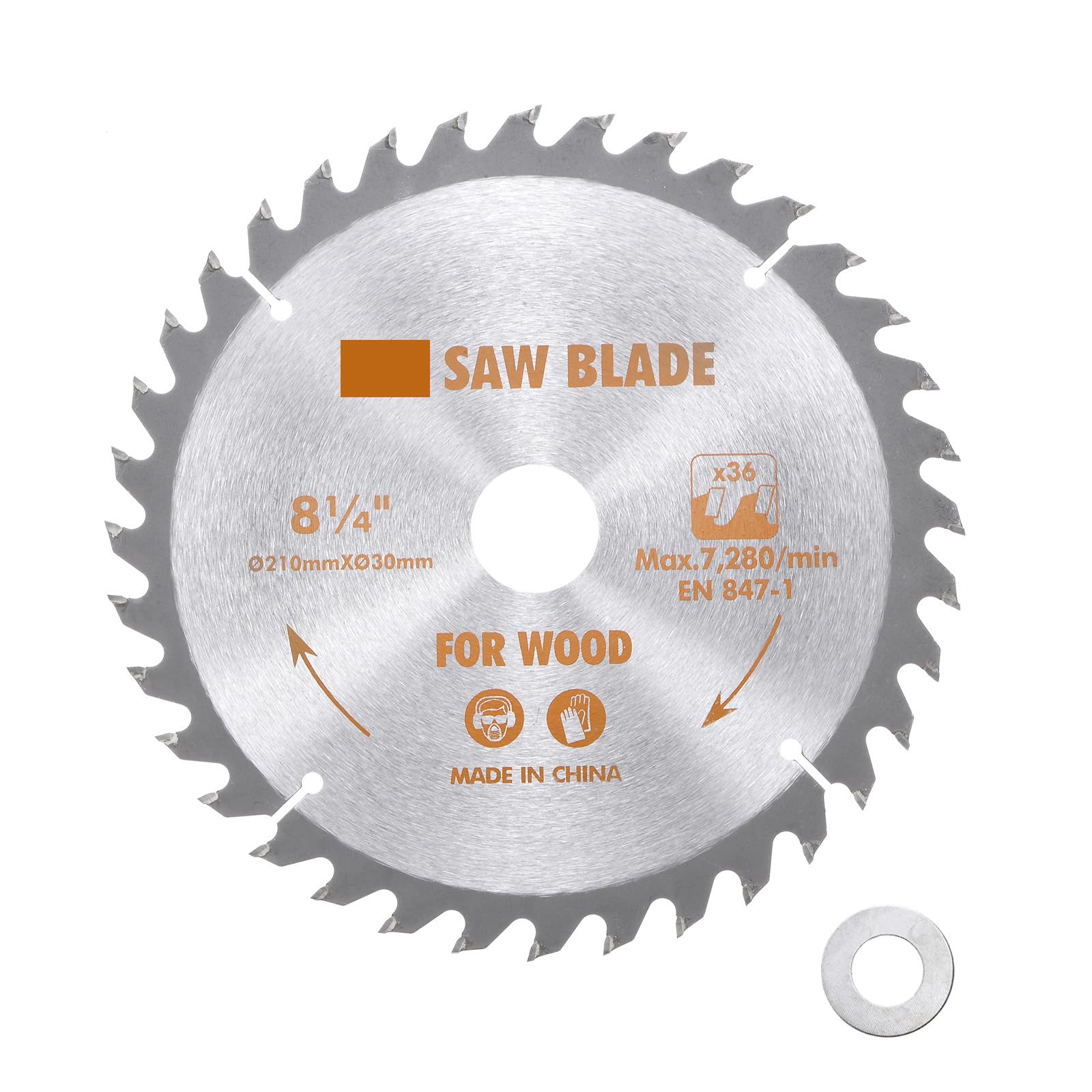 Kozelo Circular Saw Blade - [8-1/4-inch x 36 Teeth x 1.2-inch Arbor] Circular Cutting Blade with 1.2" to 5/8" Washer Adapter for Soft Metal Woodworking Plastic Use, 0.1-inch Kerf