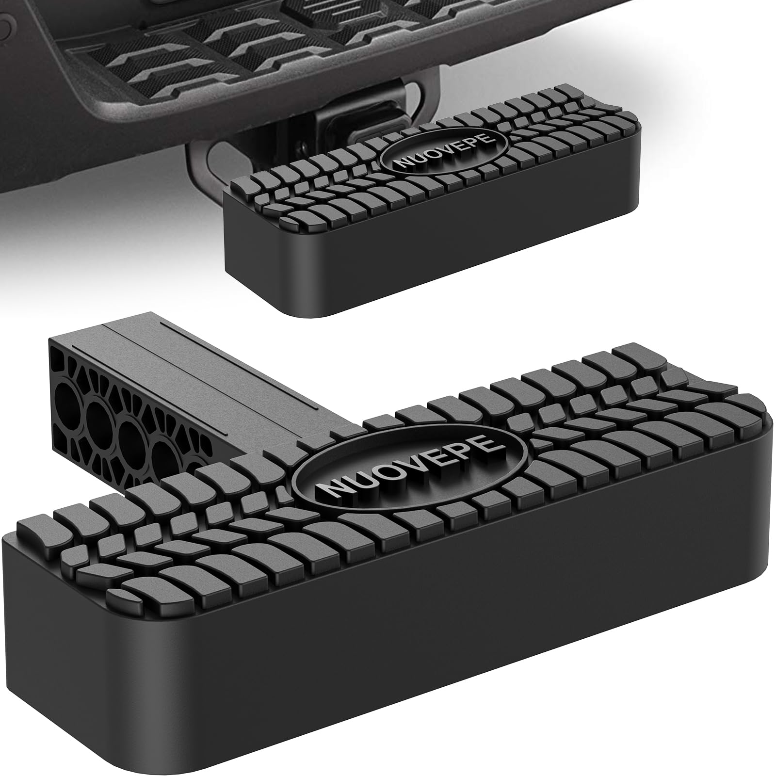 Photo 1 of Hitch Step for 2 inch Receiver, Rear Bumper Guard Protector, Anti Slip, 600lbs Maximum Load, for Trailer Tow SUV Pickup, Plastic, Black