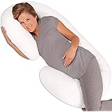 Leachco Snoogle Chic Supreme Pregnancy/Maternity Pillow with 100% Sateen Cotton Cover in Soothing White