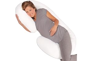Leachco Snoogle® Supreme │ Total Body Pregnancy/Maternity Pillow │ with a Zippered Removable Cover - Soothing White