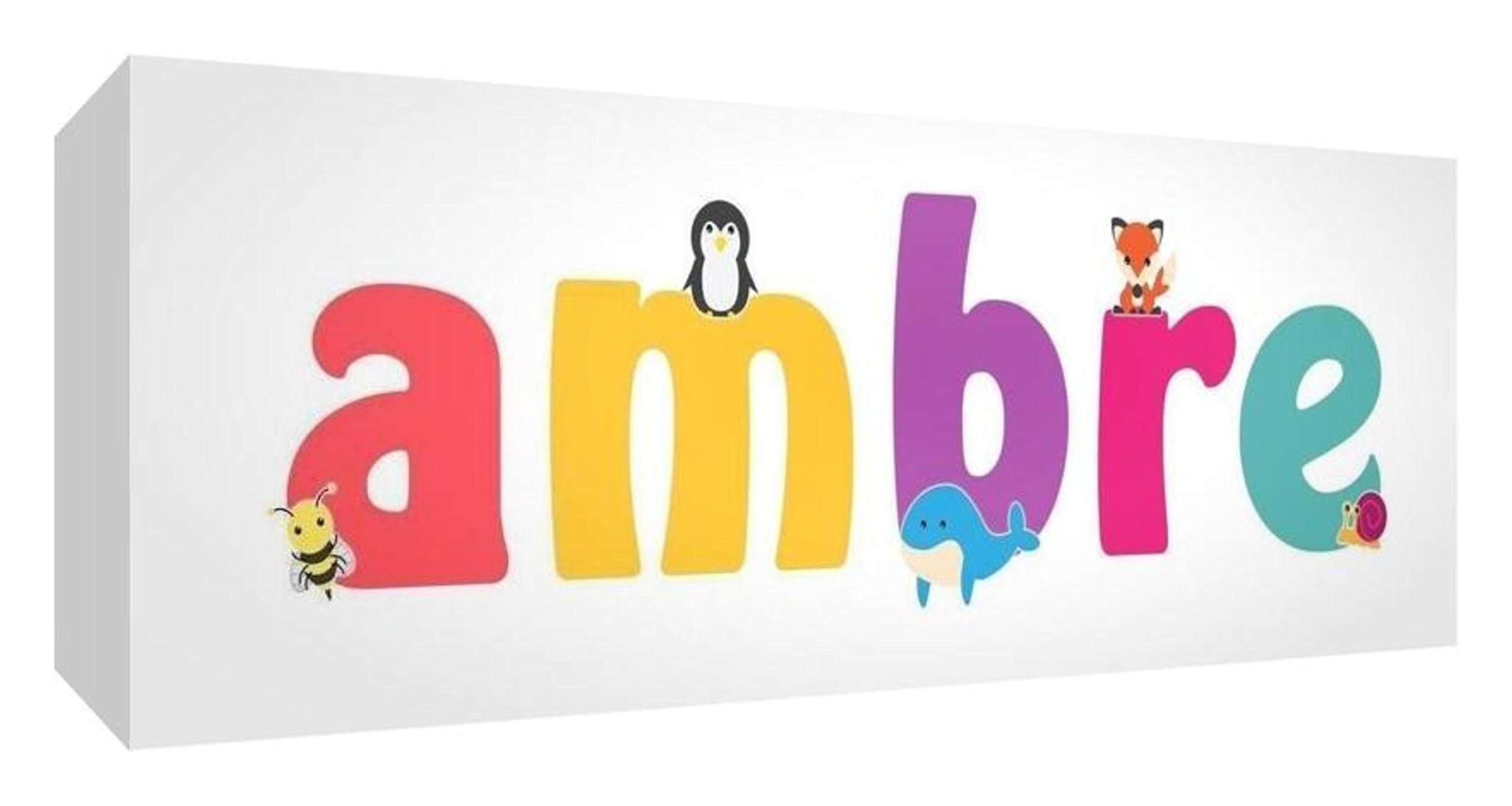 Little Helper Canvas Gallery Wrapped Box with Front Panel Style Example Girl/The Name of Coloured Amber 21 x 59 x 3 cm, Medium