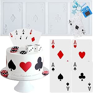 Amazon Com Playing Cards 4 Aces Poker Four Of A Kind Fondant Silicone Mold Home Kitchen