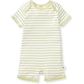 Burt's Bees Baby baby-boys Short Sleeve Rompers, 100% Organic Cotton One-piece Coverall and Layette Set