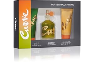 Curve for Men 3 Piece Fragrance Gift Set, Shower Gel, Aftershave Balm & Cologne, Spicy Woody Magnetic Scent for Day or Night, 4.2 fl oz