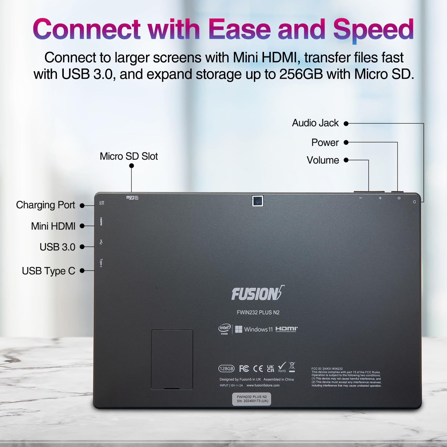 Fusion5 10 Windows 11 Professional FWIN232 Plus N2 Ultra Slim Windows Tablet PC - 8GB RAM, almacenamiento de 128 GB, USB 3.0, Micro HDMI, pantalla IPS HD, cámaras de 5MP y 2MP, Bluetooth Fusion5 10 Windows 11 Professional FWIN232 Plus N2 Ultra Slim Windows Tablet PC - 8GB RAM, almacenamiento de 128 GB, USB 3.0, Micro HDMI, pantalla IPS HD, cámaras de 5MP y 2MP, Bluetooth