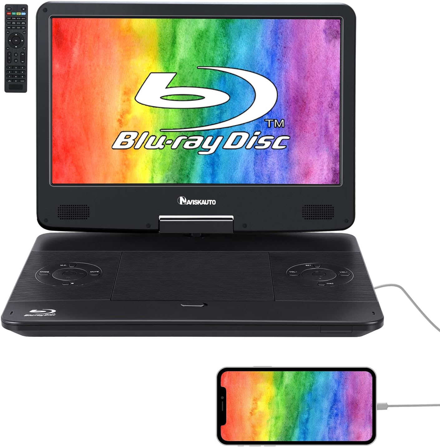 Amazon Naviskauto 14インチ ポータブルブルーレイプレーヤー Hdmi Out Hdmi In スマホ同期 Cprm バッテリー内蔵 海外製ディスク再生可 解像度19x1080 車用可 Usb Sd 18ヶ月保障 ポータブルブルーレイプレーヤー 通販