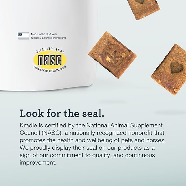 KRADLE BLISS BARS FOR DOGS – PEANUT BUTTER FLAVORED CALMING – GABA L-THEANINE – ON THE GO PACKAGING – SUPPORTS A CALM DEMEANOR – 12 BARS
