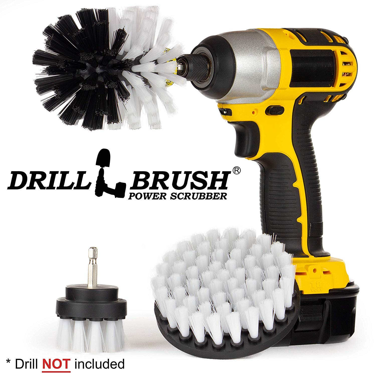 Drillbrush 3 Piece Drill Brush Cleaning Tool Attachment Kit for