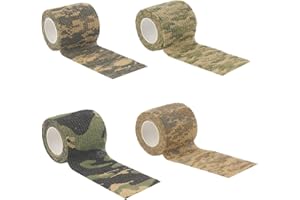 EKIND Multi-Functional Self-Adhesive Camouflage Tape Wrap, Waterproof and Non-Slip for Hunting Guns, Knife Handles, Camping Gear and More - 14.7ft Total Length (4 Type Camo, Pack of 4)