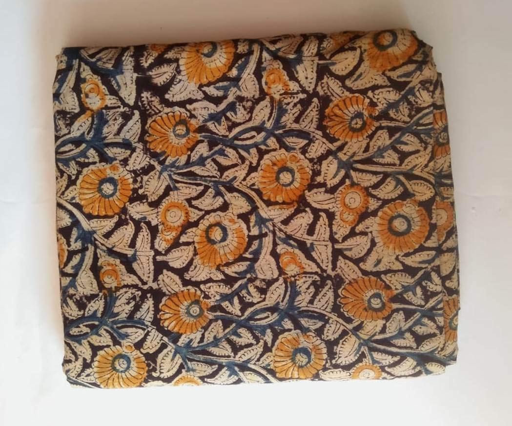 kalamkari cotton saree blouse piece handblocked 100 cms small florals