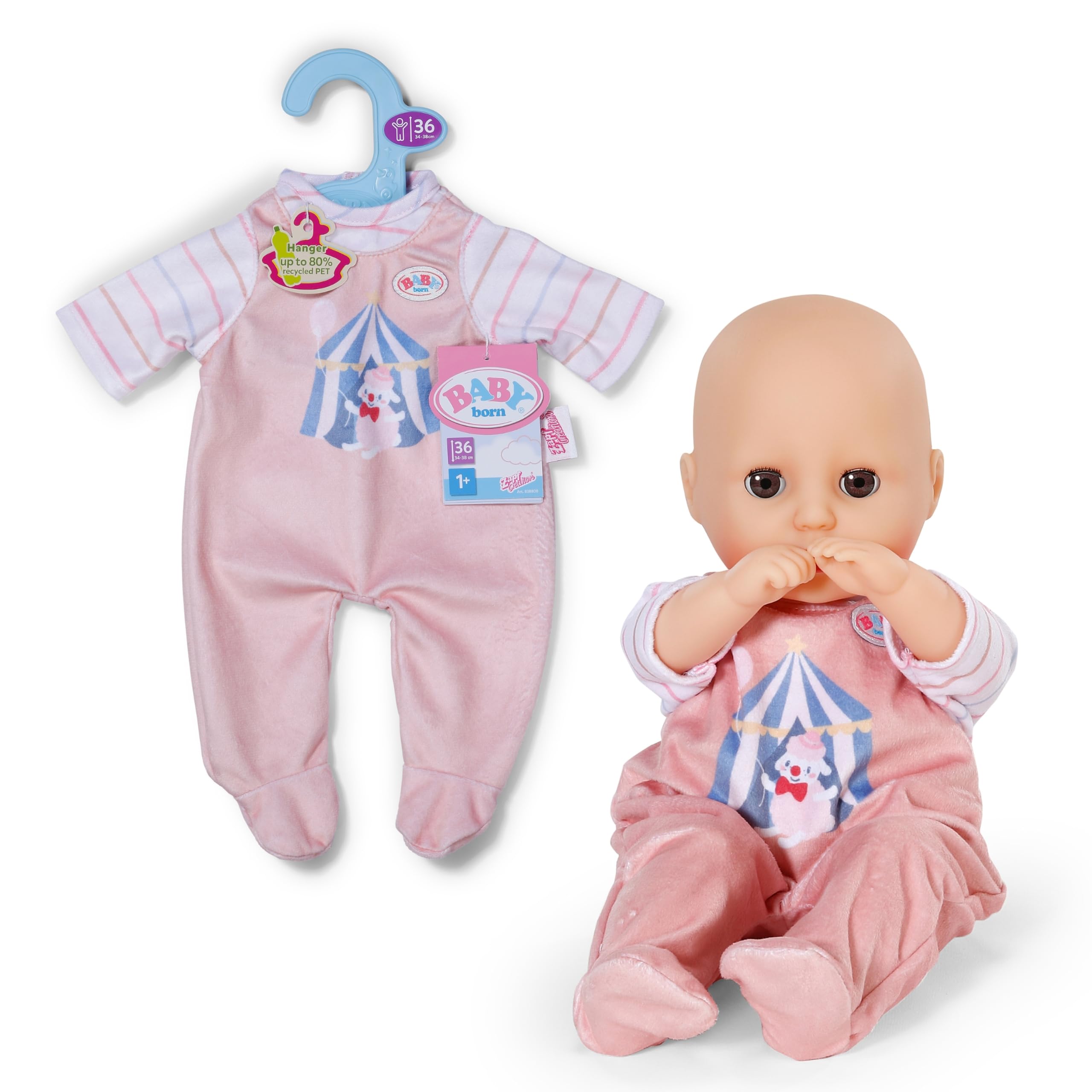 BABY born Onesie – Doll outfit with long sleeves & circus motif doll clothing – Accessory for 36 cm dolls