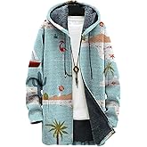 domirica Mens Hooded Cardigan Zip Up Long Sleeve Sweater Hoodie Winter Plus Size Coat with Pockets