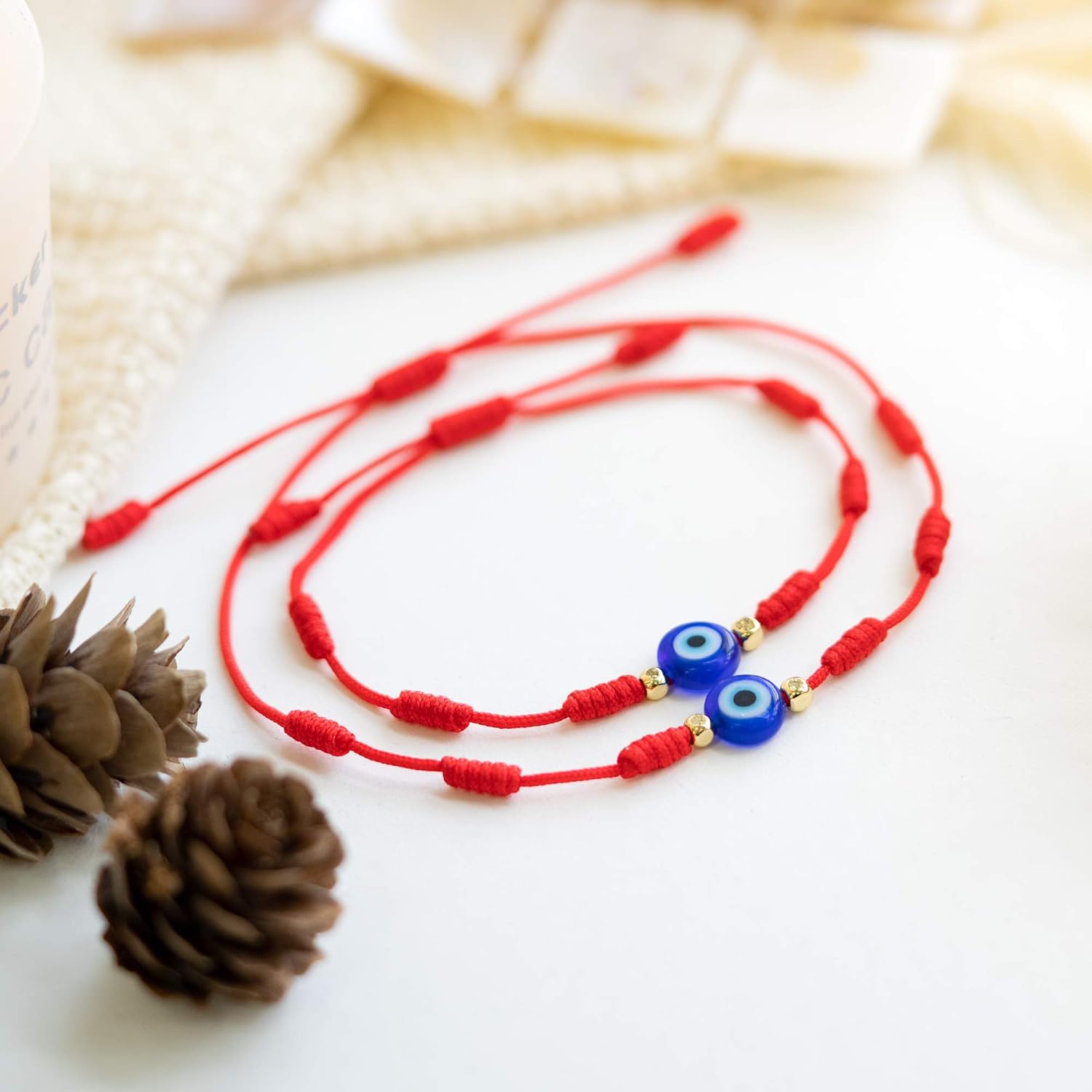 PPJew 7 Knots Evil Eye Bracelet Kabbalah Red String Bracelets Mal De Ojo Mommy and Me Bracelet Set Protection Amulet for Little Boys & Girls Daughter Mother Women Family: Clothing