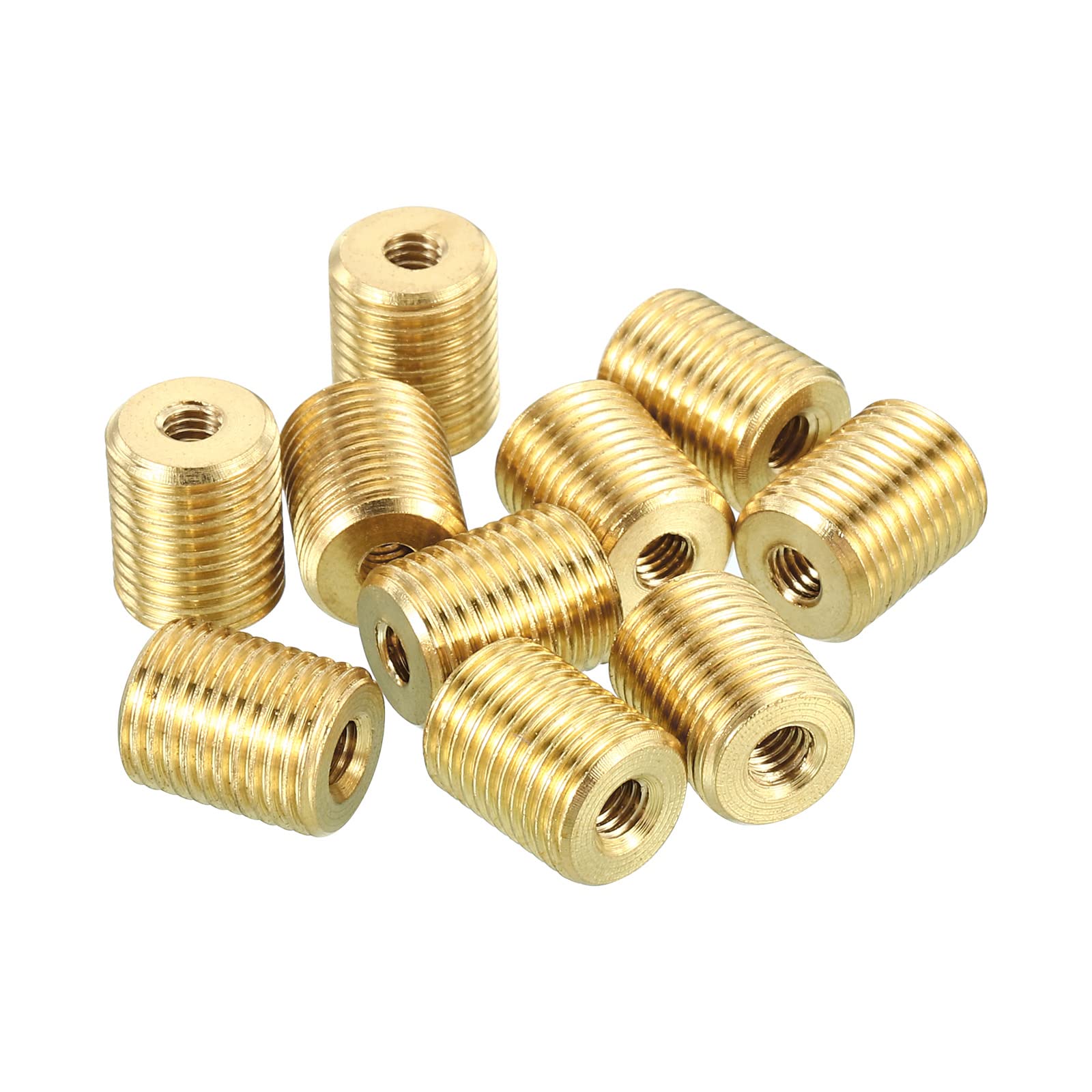 PATIKIL M10 to M4 Fine Thread Adapter Reducer Thread Reducing Nuts Insert, 10 Pack 12mm Threaded Hollow Tube Adapter Brass Coupler Connector Pipe Fitting