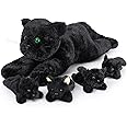 MaoGoLan 5Pcs Black Cat Plush with 4 Babies Inside - 20" Big Black Cat Stuffed Animals - Realistic and Soft Black Cat Plushies Gift for Cat Lover,Women,Girls,Kids