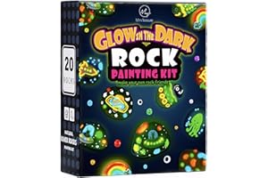 MINITEASURE Kids Rock Painting Kit Christmas Gift - 20 Rocks Glow in The Dark - Arts and Crafts for Kids 4-6, Toys for Ages 4-12 Boys and Girls, Creative Gift for Kids 4, 5, 6, 7, 8, 9, 10, 11 & 12, Art Supplies