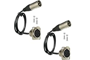 DIYTECH Premium XLR Pass Through Cable, No Solder, for Stage Box, Patch Panel, Floor Box - No Solder for Pro Audio Installations (Female to Male 2-Pack)
