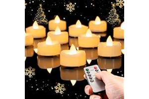AMAGIC 12pcs Remote Timer Candles, 400+Hours Flickering Flameless Battery Operated LED Tea Lights Votive for Tabletop, Home T