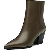 NUMALEO Womens Ankle Boots Chunky Low Heel Pointed Toe Heeled Booties Side Zipper Comfy Fall Winter Boots 2.5" Dress Shoes