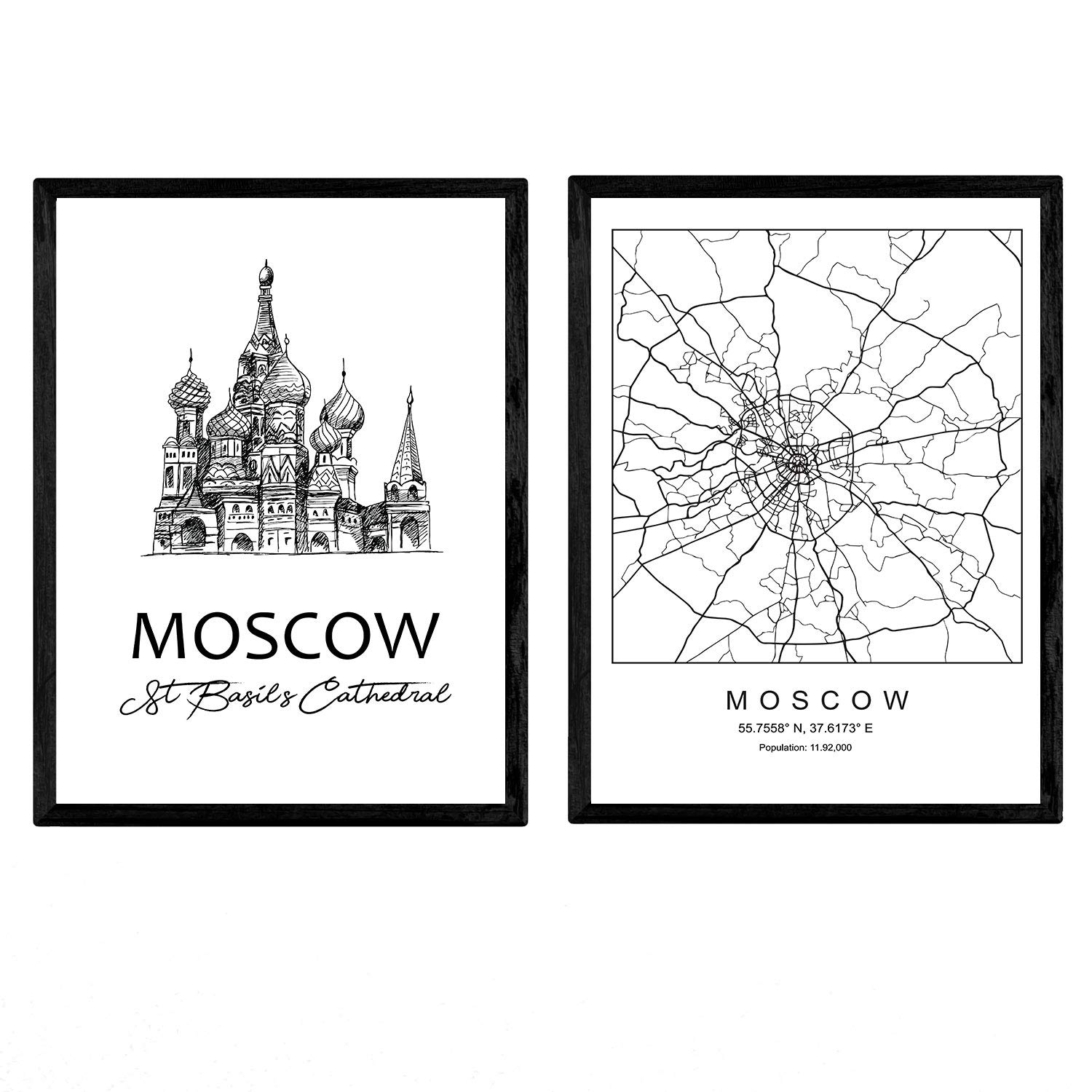 Nacnic Pack posters Moscow - St. Basil's Cathedral. Sheets with monuments of cities. A3 size