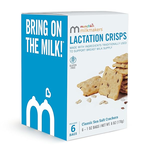 MUNCHKIN MILKMAKERS LACTATION CRISPS FOR NURSING, BREASTFEEDING & PUMPING MOMS – GLUTEN FREE & FENUGREEK FREE CRACKERS WITH MILK BOOSTING INGREDIENTS LIKE OATS & FLAX