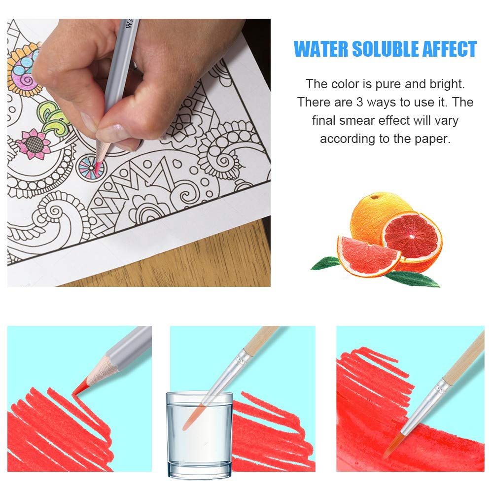 Watercolor Pencils,48 Colored Pencils Set Premier Soft Core,Multicoloured Art Drawing Pencils in Bright Assorted Shades, Ideal for Coloring, Watercolor Techniques