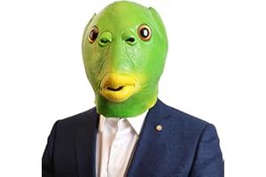 AQKILO Green Fish Mask Funny Latex Full Head Realistic Masks Fancy Dress for Halloween Carnival Costume Party