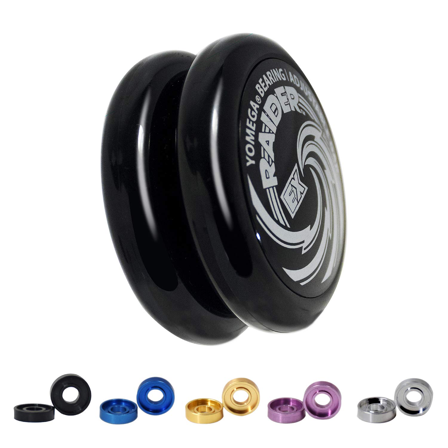 Yomega Raider Ex - Professional Responsive Ball Bearing yoyo, Great for Advanced String Tricks and Looping Play + 5 spacers + Extra 2 Strings (black) — image 1