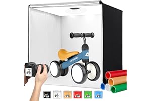ZKEEZM Photo Studio Light Box Photography 32"x32" with 210 LEDs and 6 Colors Backdrops for Product Photography, Foldable Picture Box with Adjustable Brightness 6000-6500K