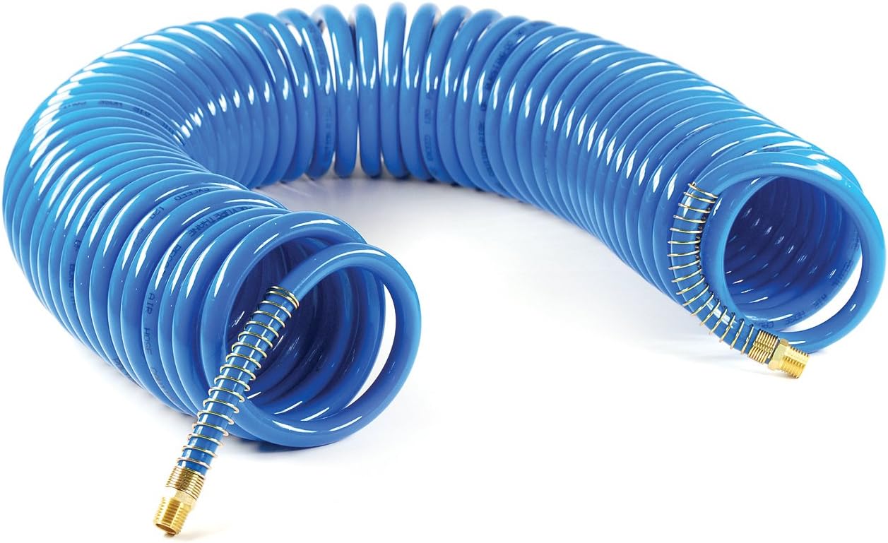 Air Tools 1/4" x 50 Foot Blue Recoil Coiled Pneumatic ReCoil Coil Air
