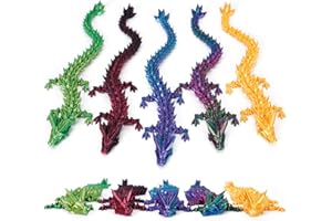 SHUWND 5pc 3D Printed Dragon Fidget Toy, Articulated Dragon, Full Articulated Crystal,Home Office Decor Executive Desk Toys (5PC-2)